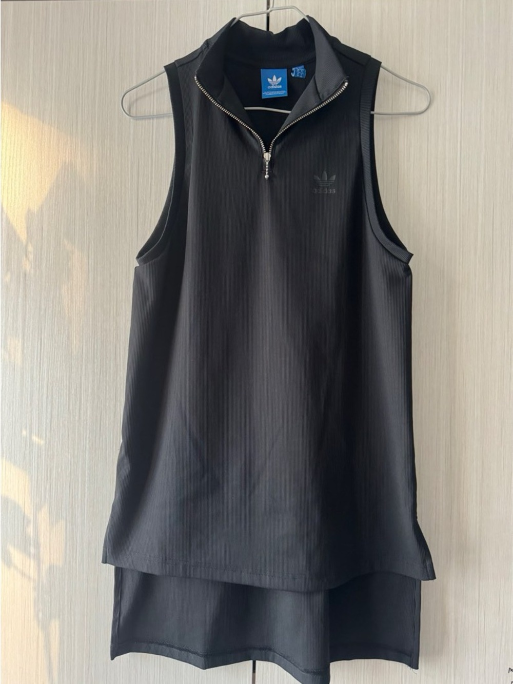 adidas Black Sleeveless Zip Mock-Neck Active Tank dress jersey small S